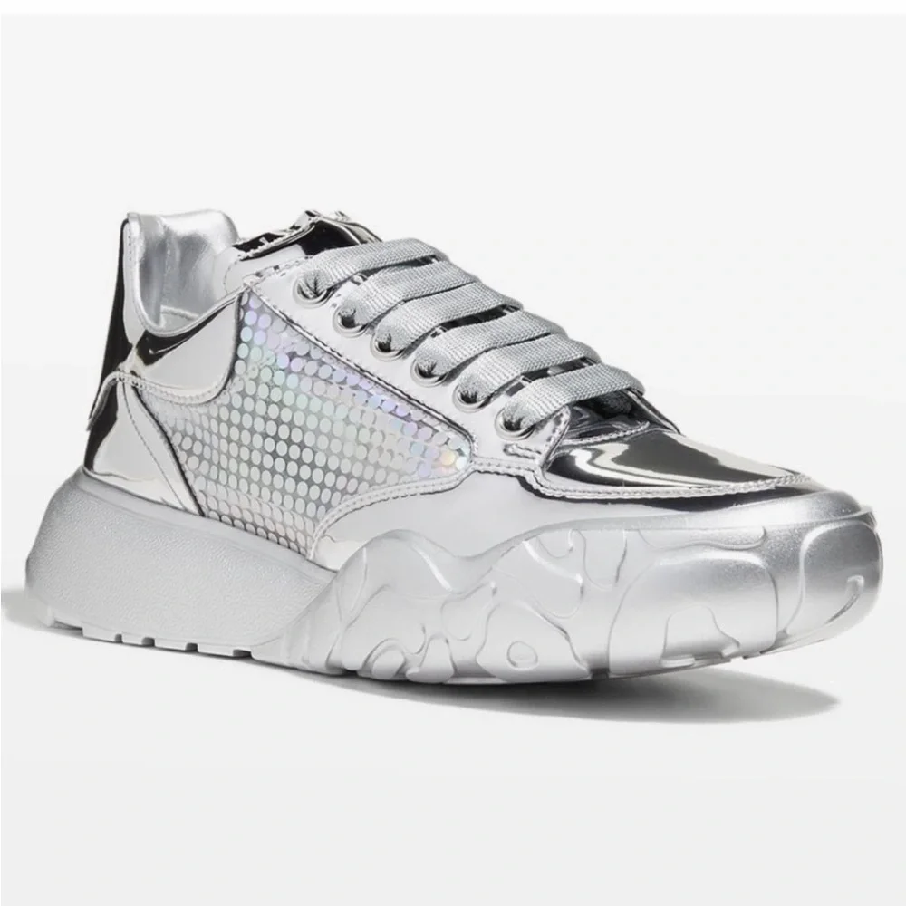 Alexander McQueen Silver Holographic Athletic Shoes